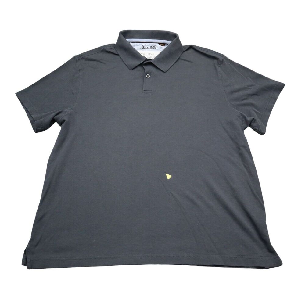 Tasso Elba Shirt Mens L Black Short Sleeve Collared Button Cotton Polo